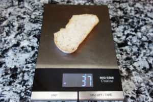 slice of bread on the scale